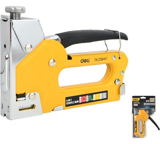 Изображение товара Мебельный степлер металлический 4-в-1 DELI DL238401 скобы 53Fб, гвозди 212955