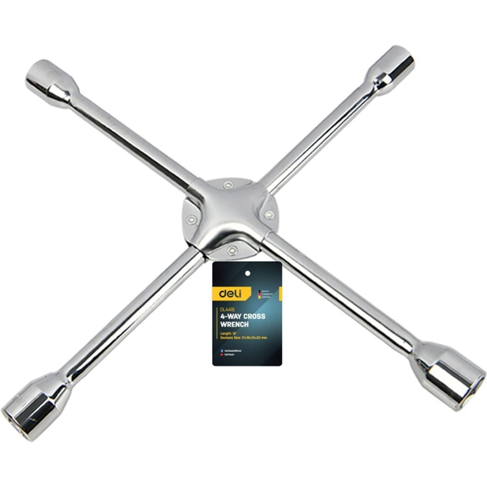 Изображение товара Крестообразный усиленный баллонный ключ DELI DL4416 17x19x21x23мм 400мм сталь Cr-V