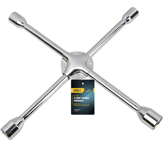 Изображение товара Крестообразный баллонный усиленный ключ DELI DL4416 17x19x21x23мм, длина 400мм, сталь Cr-V 183990