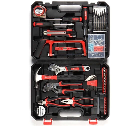 Изображение товара Набор слесарных инструментов BARTEX Слесарь, сталь, кейс, 100 пр 455667