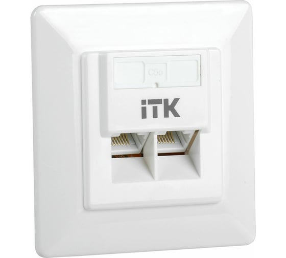 Изображение товара Внутренняя информационная розетка IEK ITK RJ45 кат. 5Е UTP 2 порта CS2-1C5EU-2-1