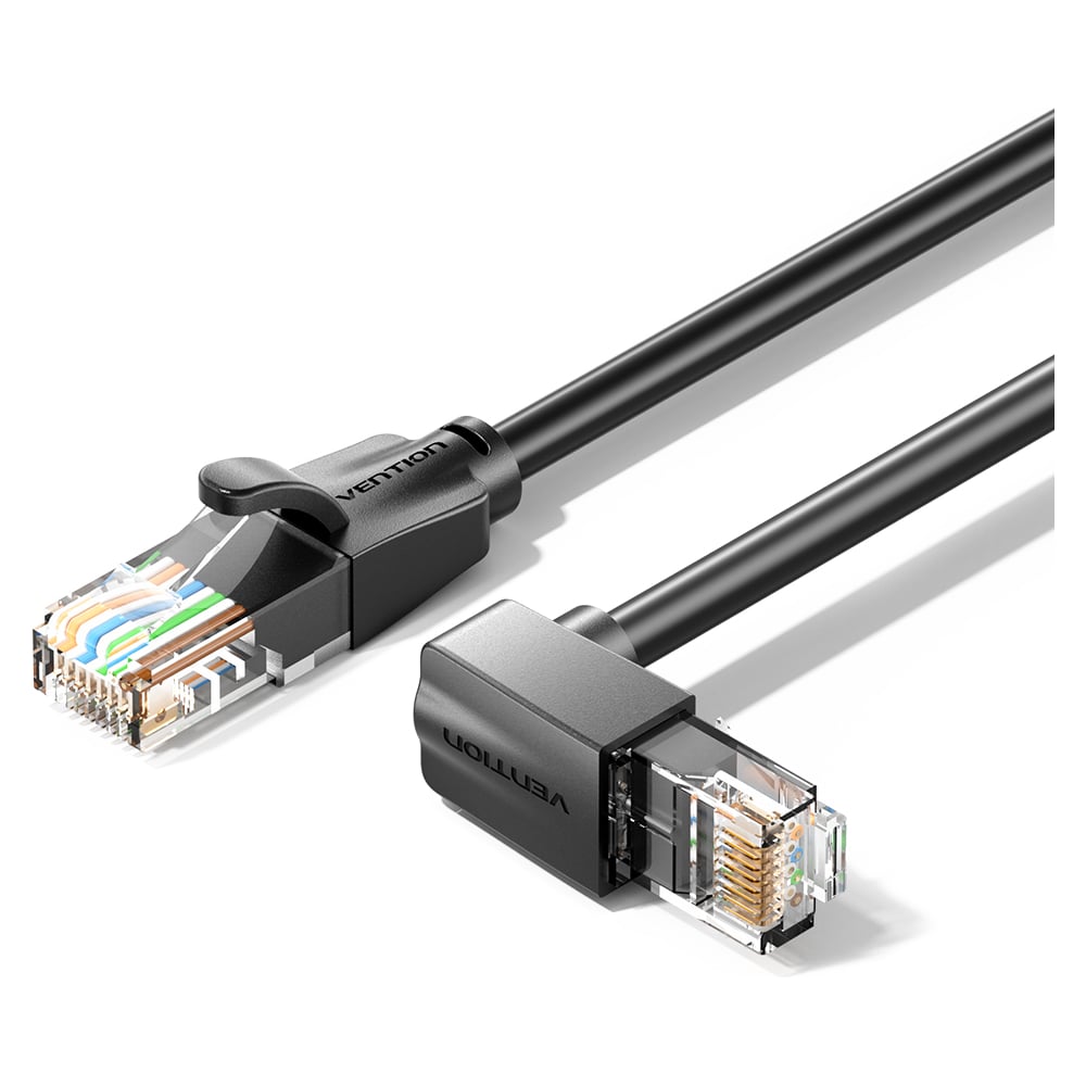 Изображение товара Патч-корд VENTION cat 6 1м прямой RJ45/RJ45 черный угол 90 градусов