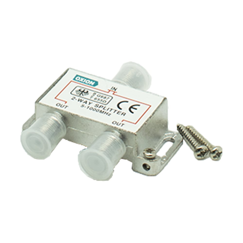 Изображение товара Разветвитель F на 2 ТВ OXION 5-1000 MHz 3 шт арт OX-SPL2W1000-3PCS