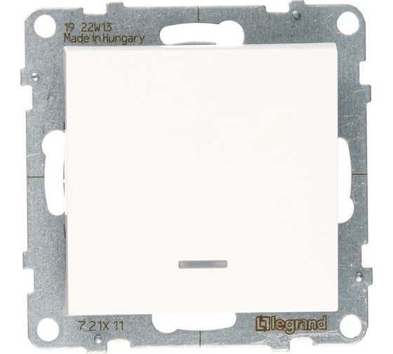 Изображение товара Выключатель Legrand SUNO 10АХ 250В с подсветкой/индикацией, безвинтовые зажимы, цвет белый 721111