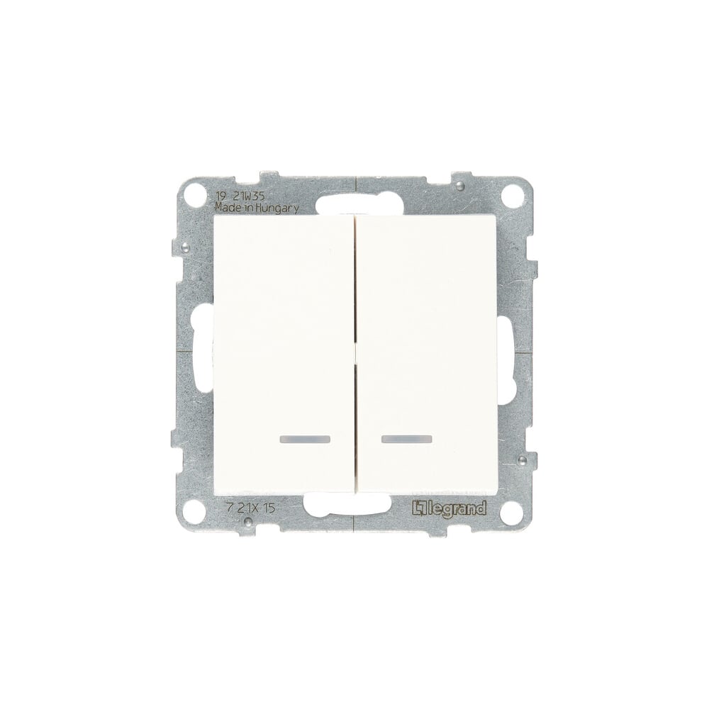 Изображение товара Выключатель двухклавишный Legrand SUNO 10АХ 250В с подсветкой