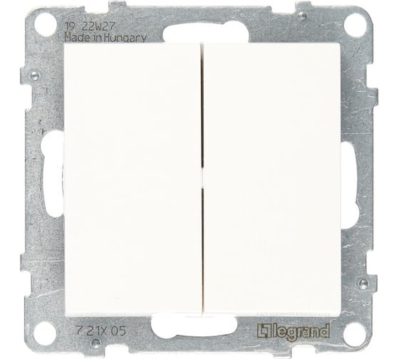 Изображение товара Выключатель двухклавишный Legrand SUNO 10А 250В, безвинтовые зажимы, цвет белый 721105