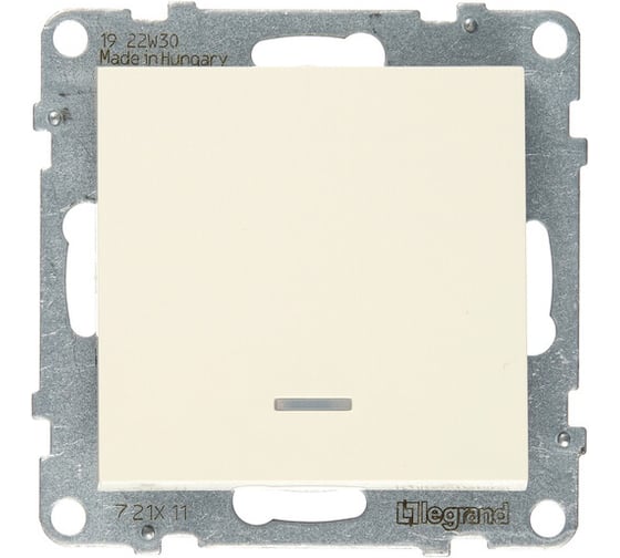Изображение товара Выключатель Legrand SUNO 10АХ 250В с подсветкой/индикацией, безвинтовые зажимы, цвет слоновая кость 721211