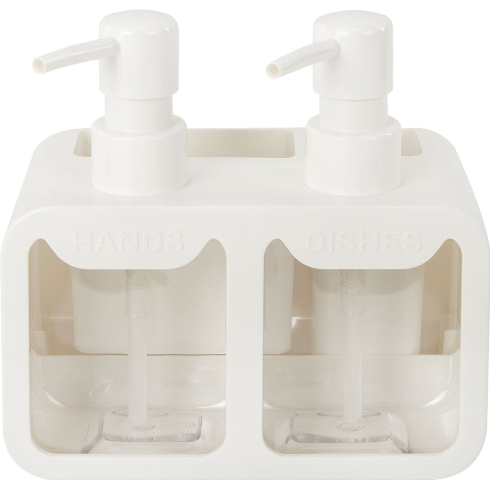Изображение товара Двойной дозатор для мыла и моющего средства LAIMA DOUBLE 2х350мл белый настольный