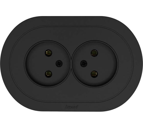 Изображение товара Розетка двойная б/з ПБТ круглая Lezard OSEN чёрный бархат 744-4200-128B