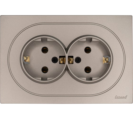 Изображение товара Розетка двойная с/з ПБТ Lezard OSEN титан 743-3700-127B