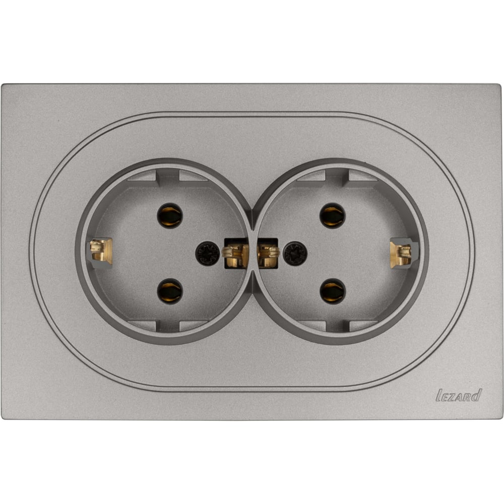 Изображение товара Двойная розетка Lezard OSEN серый матовый с заземлением