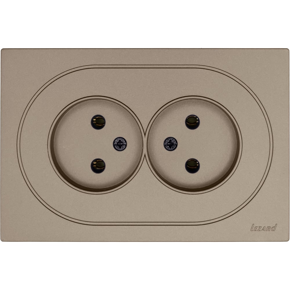 Изображение товара Розетка двойная Lezard OSEN без заземления, титан 743-3700-128B