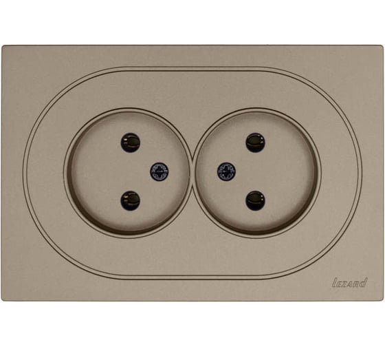 Изображение товара Розетка двойная Lezard OSEN без заземления, ПБТ, титан 743-3700-128B