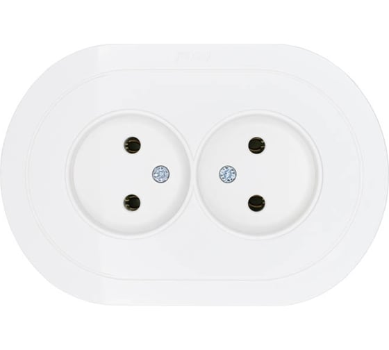 Изображение товара Розетка двойная б/з ПБТ круглая Lezard OSEN белая 744-0200-128B