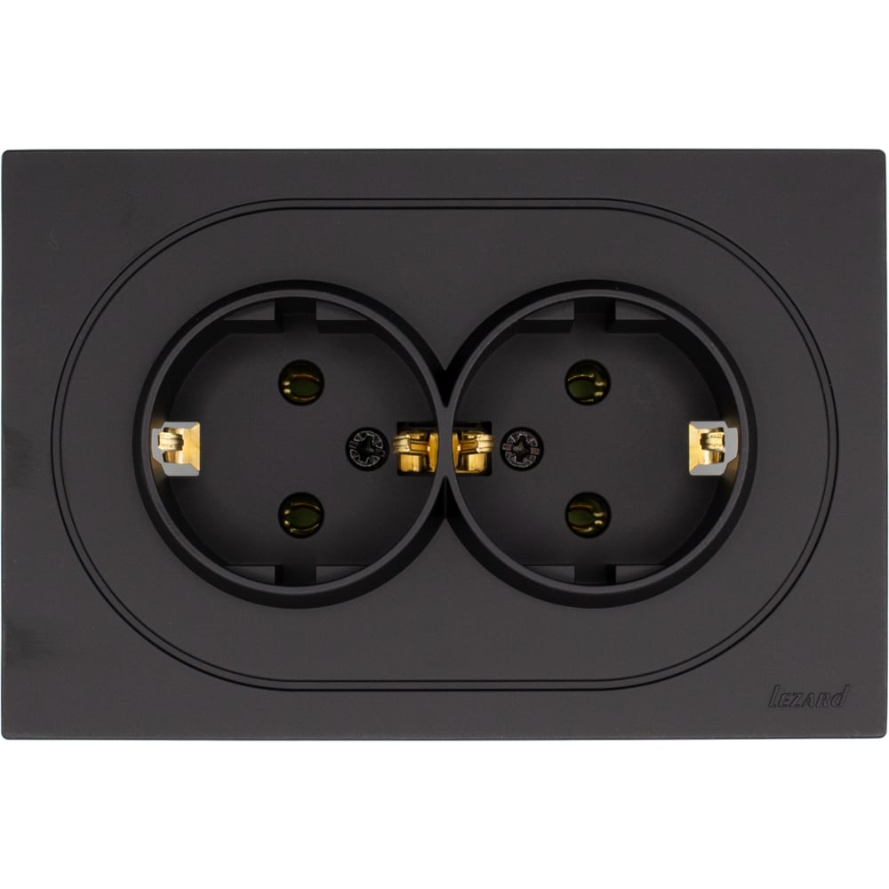 Изображение товара Розетка двойная Lezard OSEN с заземлением черный бархат 743-4200-127B