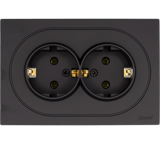 Изображение товара Розетка двойная с/з ПБТ Lezard OSEN чёрный бархат 743-4200-127B