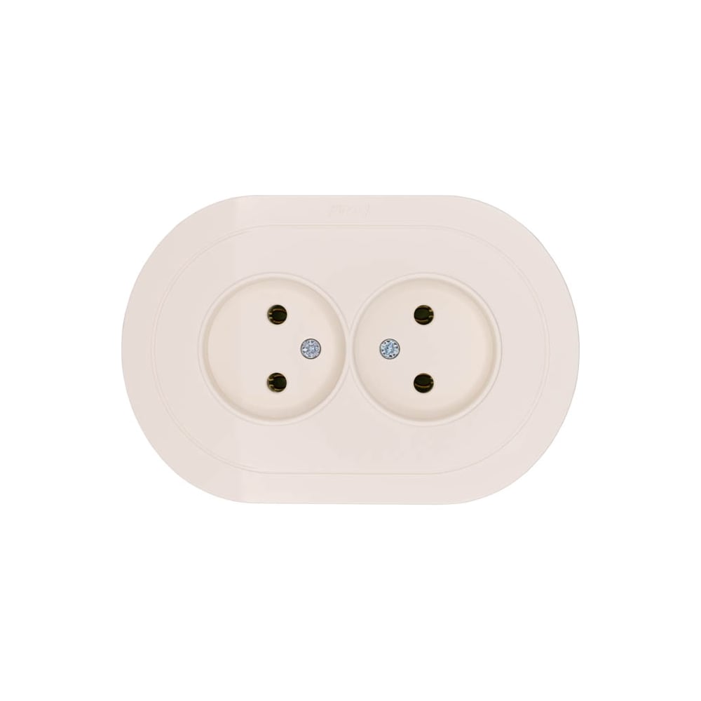 Изображение товара Розетка двойная Lezard OSEN без заземления, ПБТ, слоновая кость, круглая 744-9000-128B