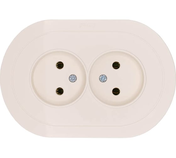 Изображение товара Розетка двойная б/з ПБТ круглая Lezard OSEN слоновая кость 744-9000-128B