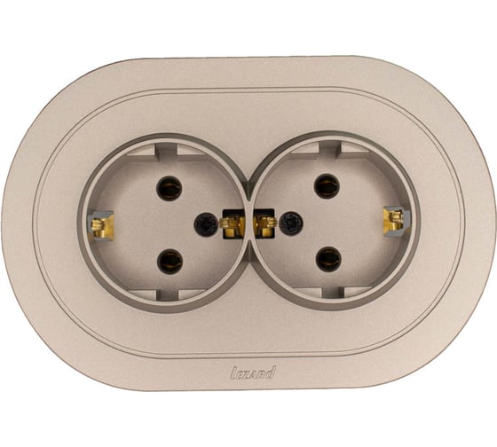 Изображение товара Розетка двойная с/з ПБТ круглая Lezard OSEN титан 744-3700-127B