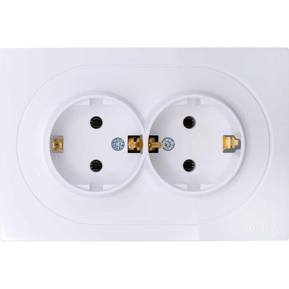 Изображение товара Розетка двойная Lezard OSEN с заземлением для встраиваемого монтажа белая