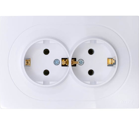 Изображение товара Розетка двойная Lezard OSEN с заземлением, ПБТ, белый 743-0200-127B