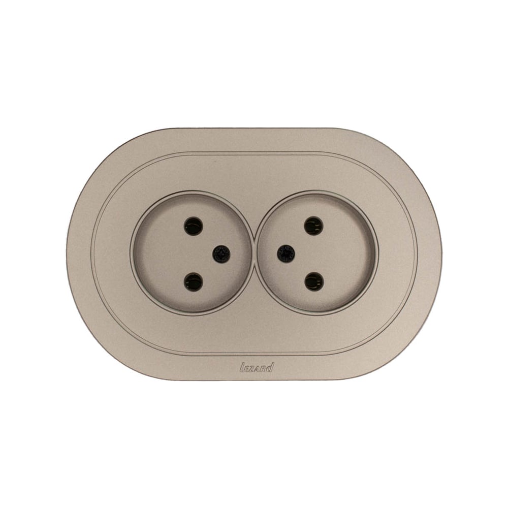 Изображение товара Розетка двойная Lezard OSEN без заземления, ПБТ, титан, круглая
