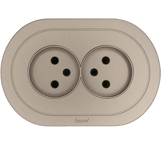 Изображение товара Розетка двойная б/з ПБТ круглая Lezard OSEN титан 744-3700-128B
