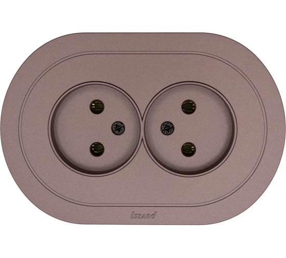 Изображение товара Розетка двойная Lezard OSEN без заземления, ПБТ, шоколад, круглая 744-7300-128B