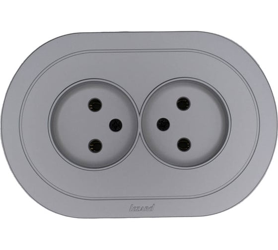 Изображение товара Розетка двойная Lezard OSEN без заземления, ПБТ, серый матовый, круглая 744-7400-128B