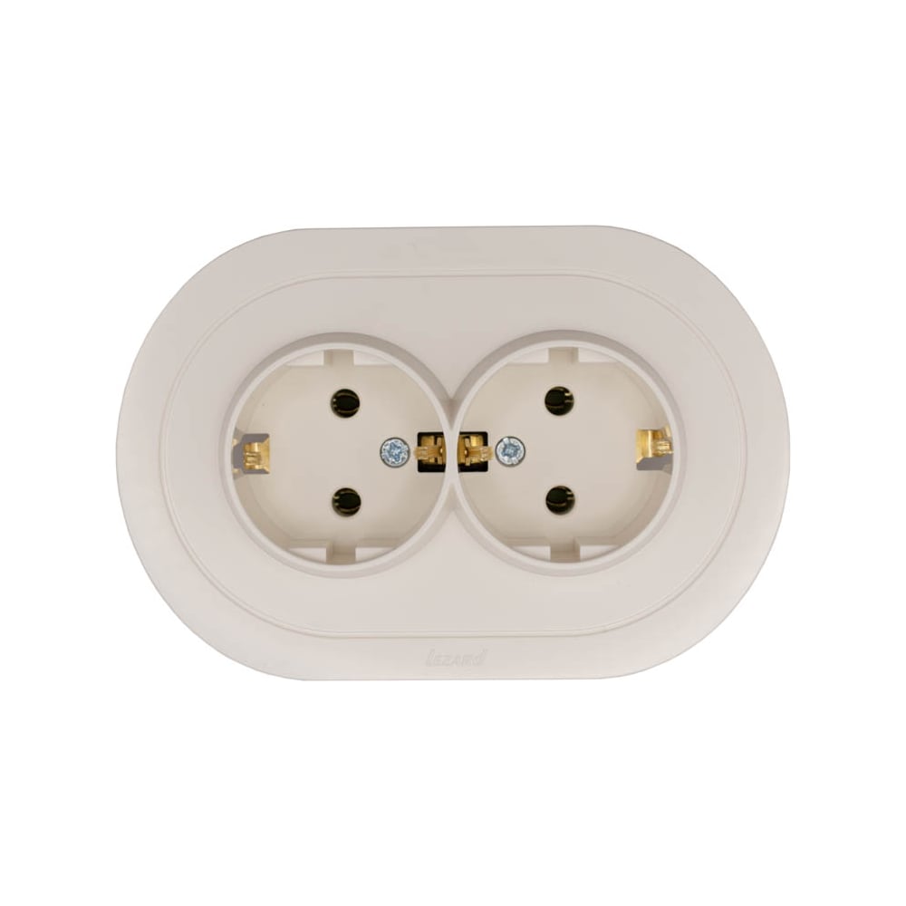 Изображение товара Розетка двойная Lezard OSEN с заземлением, слоновая кость