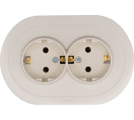 Изображение товара Розетка двойная Lezard OSEN с заземлением, ПБТ, слоновая кость, круглая 744-9000-127B
