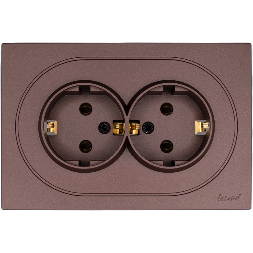 Изображение товара Розетка двойная Lezard OSEN с заземлением встраиваемая шоколад