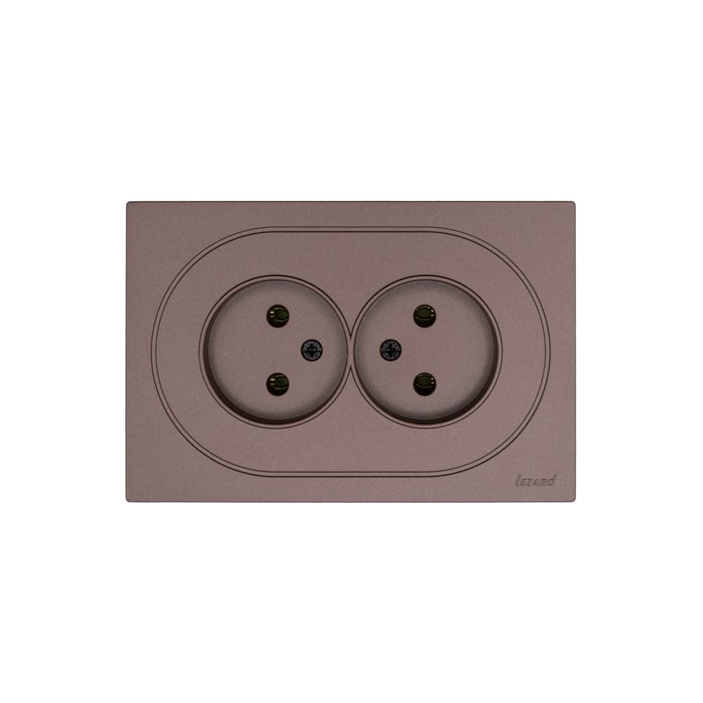 Изображение товара Двойная встраиваемая розетка Lezard OSEN без заземления шоколад IP20