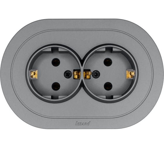Изображение товара Розетка двойная с/з ПБТ круглая Lezard OSEN серый матовый 744-7400-127B