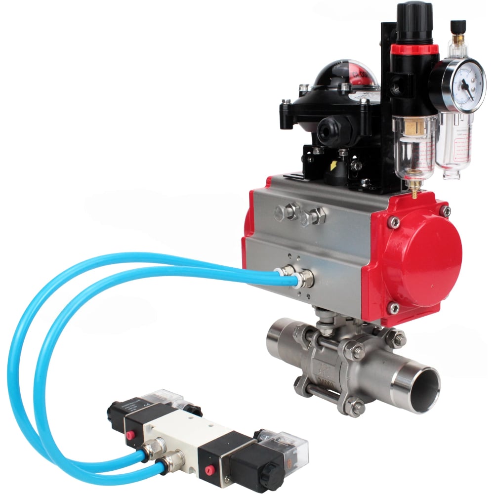 Изображение товара Кран шаровой DN 40-304-PTFE-W-ISO-H с пневмоприводом DA-065