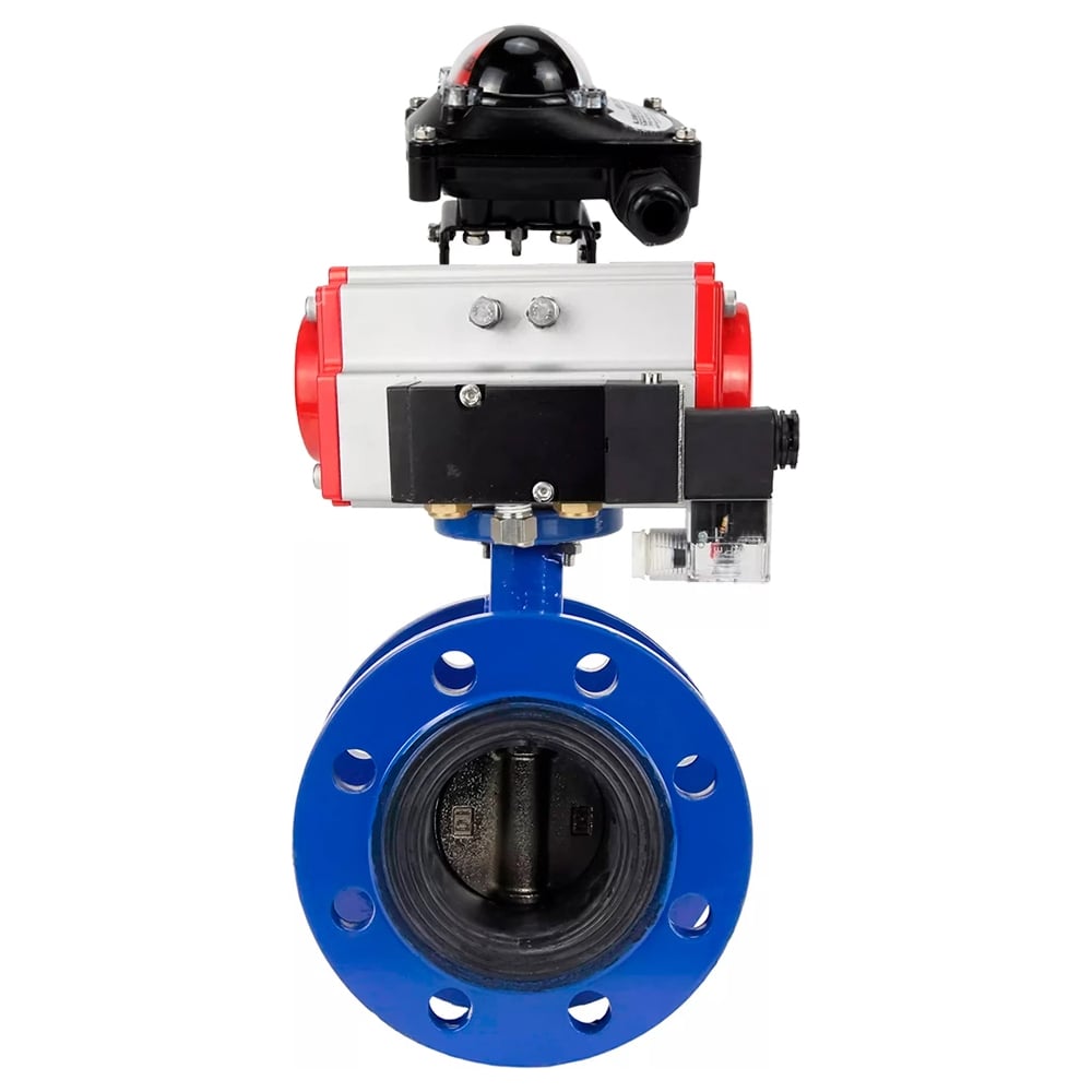 Изображение товара Затвор дисковый DN.ru GGG40-304-EPDM-2W-F-H Ду65 с пневмоприводом DA-105