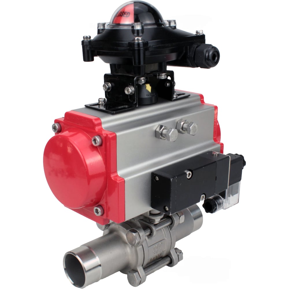 Изображение товара Кран шаровой DN40 с пневмоприводом, PN40, 180°C