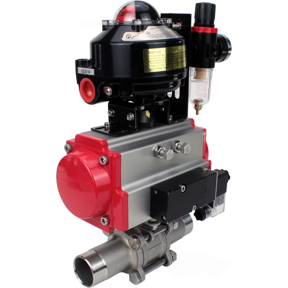 Изображение товара Кран шаровой DN40 PN40 WT PTFE с пневмоприводом и приваркой