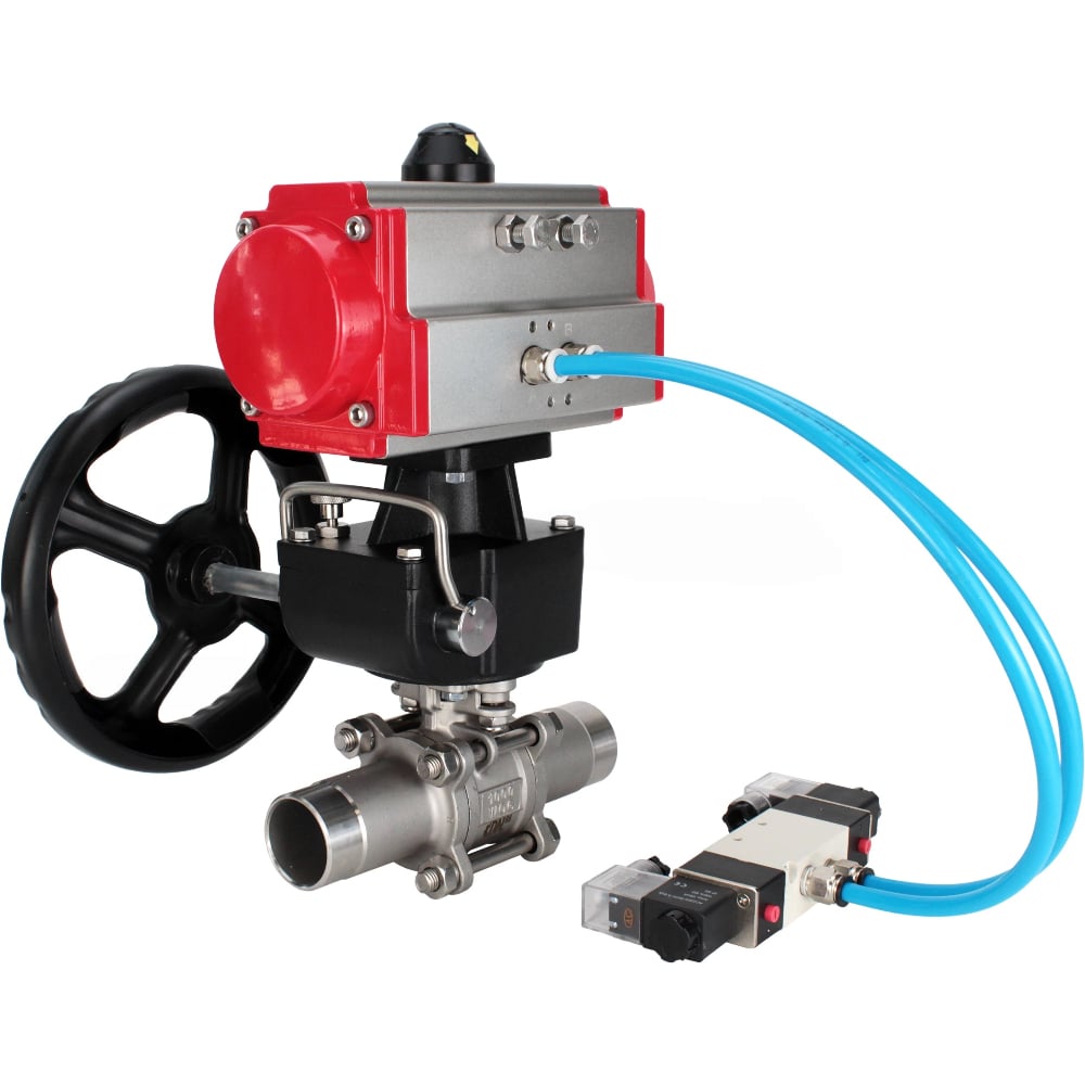 Изображение товара Кран шаровой DN.ru 304-304-PTFE-W-ISO-H Ду50 Ру40 пневмопривод DA-083