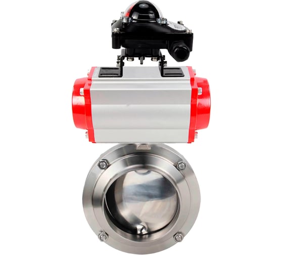 Изображение товара Затвор DN.ru дисковый 304-304-EPDM-2W-W-H Ду20 Ру10 пищевая нержавеющая сталь, пневмопривод, БКВ D050-77227