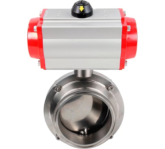 Изображение товара Затвор DN.ru clamp 304-304-EPDM-2W-C-H Ду100 Ру10 пищевая нерж.сталь, пневмопривод D050-77807