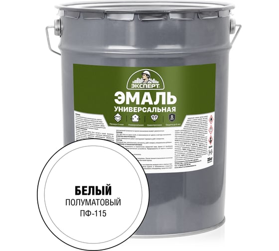 Изображение товара Универсальная алкидная эмаль ЭКСПЕРТ полуматовая, белая, 25 кг 30505
