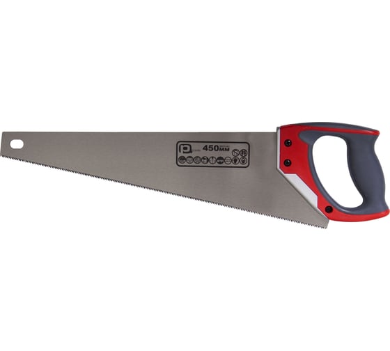 Изображение товара Универсальная ножовка по дереву PQtools профи 450мм, 11 TPI, двухкомпонентная ручка, 3D Лк-00002747