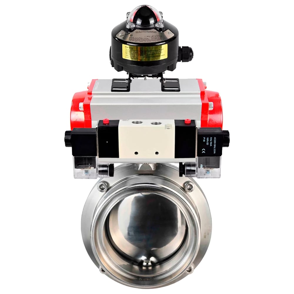 Изображение товара Затвор DN.ru 304-304-Sil Ду65 Ру10 из нержавеющей стали с пневмоприводом