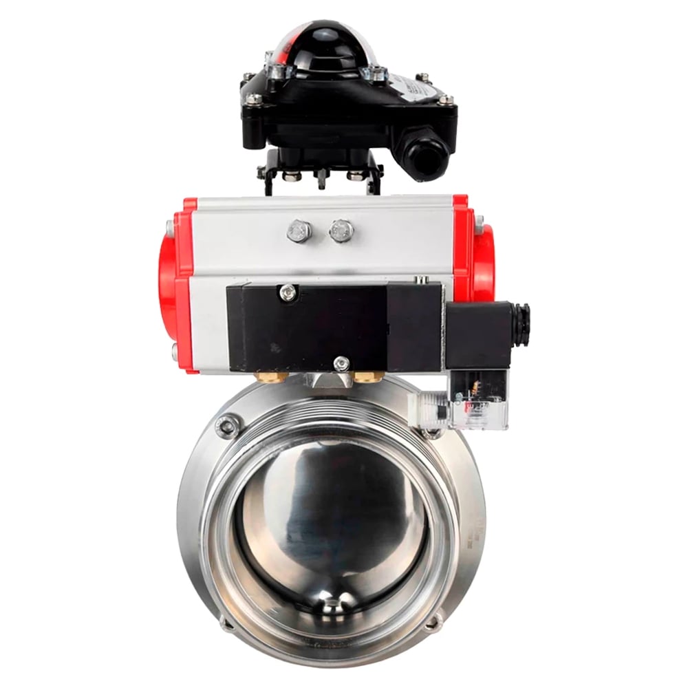 Изображение товара Затвор DN.ru 304-304-EPDM Ду100 Ру10 пневмопривод нержавеющая сталь