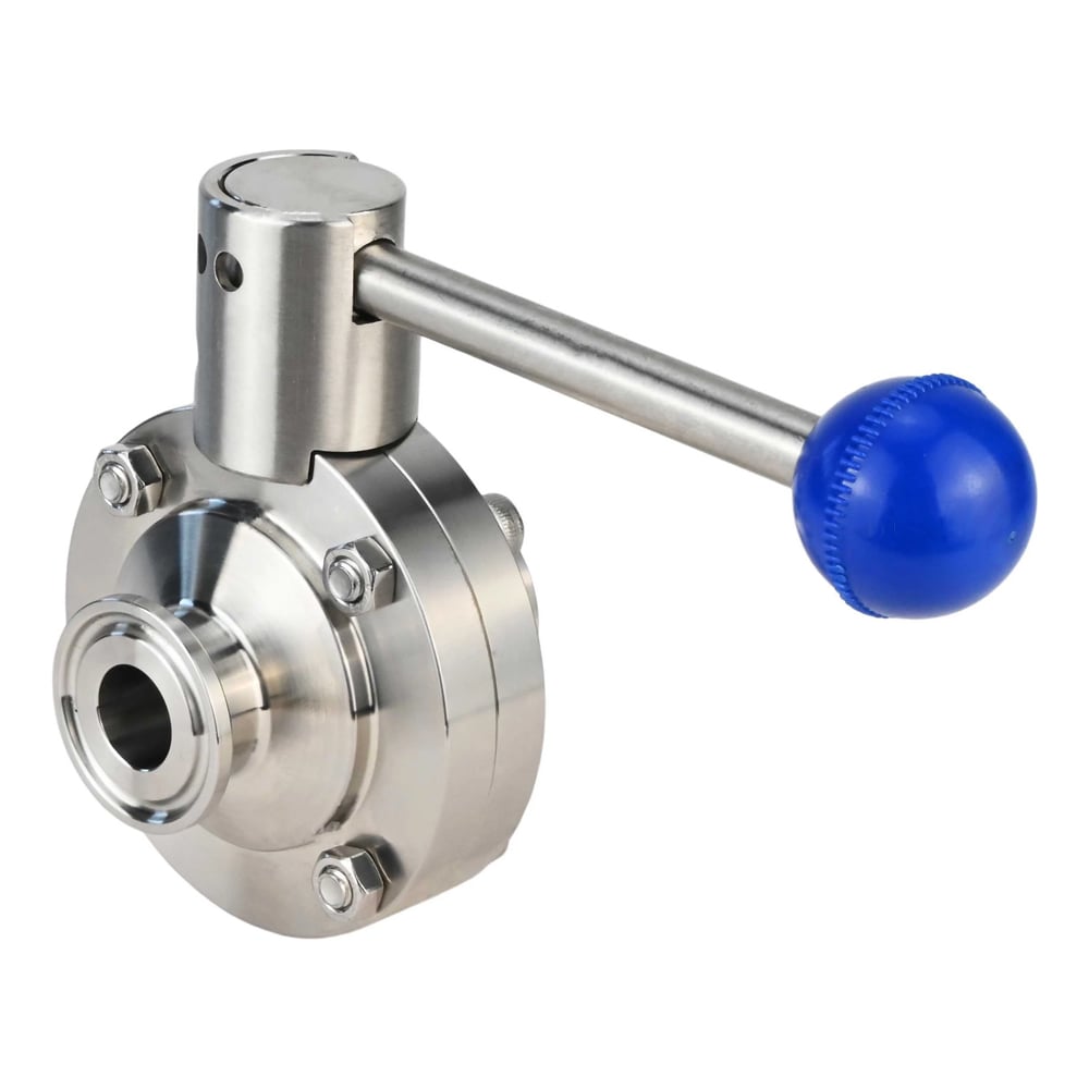 Изображение товара Затвор DN.ru clamp 304-304-Sil-2W-C-H Ду100 Ру10 из пищевой нержавеющей стали