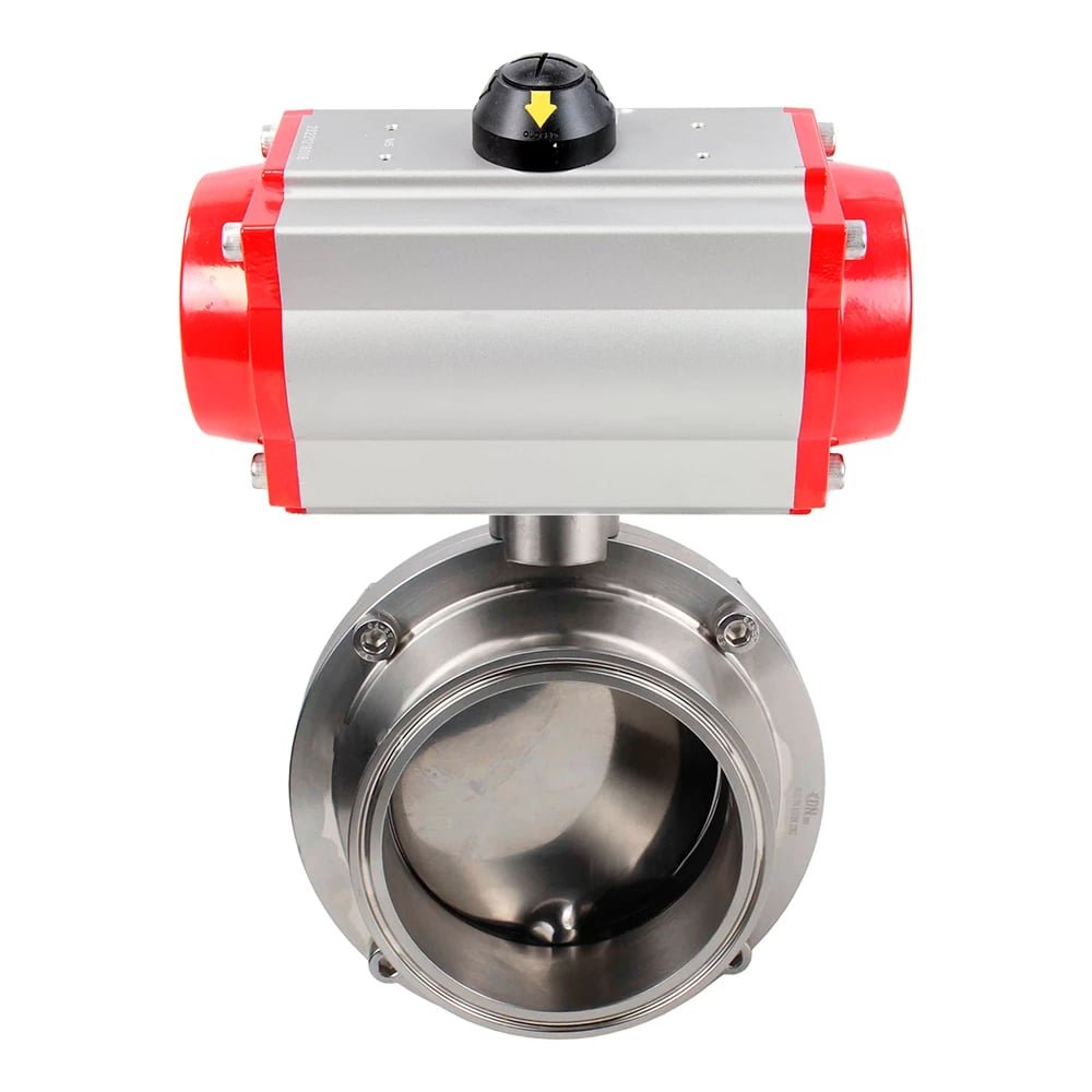 Изображение товара Затвор DN.ru clamp 304-EPDM Ду100 Ру10 из нержавеющей стали с пневмоприводом