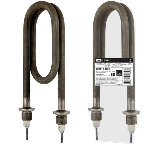 Изображение товара ТЭН для водонагревателя ТЭН-120, А, 12, 5,0кВт, вода (J), 220В, штуцер G1/2, R30, Ф7, нержавеющая сталь, TDM ELECTRIC SQ2512-0022