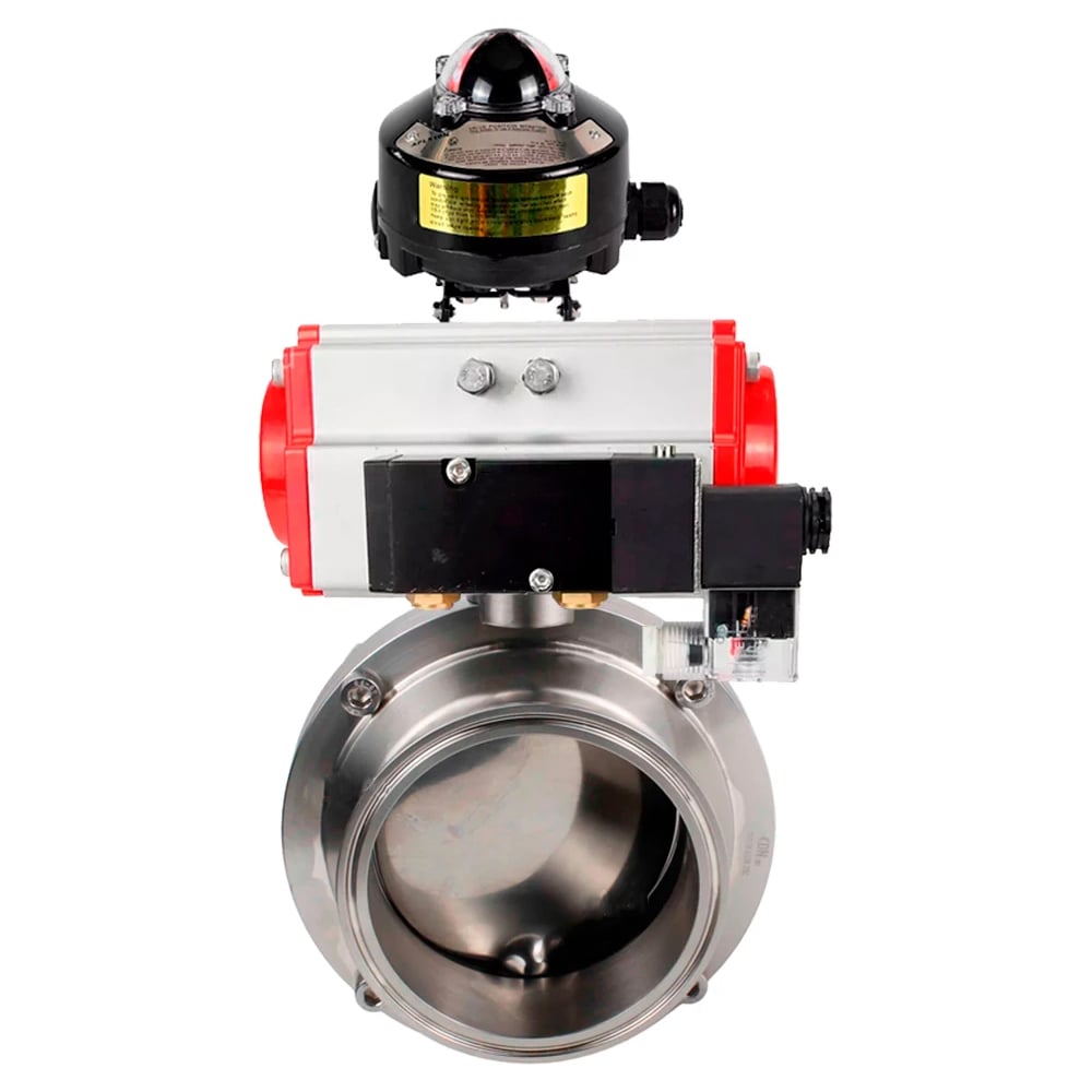 Затвор DN.ru clamp 304-304-EPDM-2W-C-H Ду50 Ру10 пищевая нержавеющая сталь, пневмопривод, пневмораспределитель, БКВ D050-78506