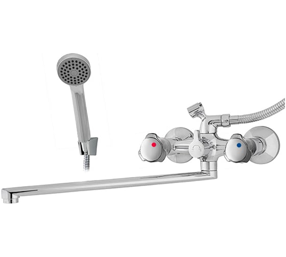 Изображение товара Смеситель для ванны Melodia della vita Galant длинный плоский излив, керамика, лейка 1 функция 75 мм, круглая 69721